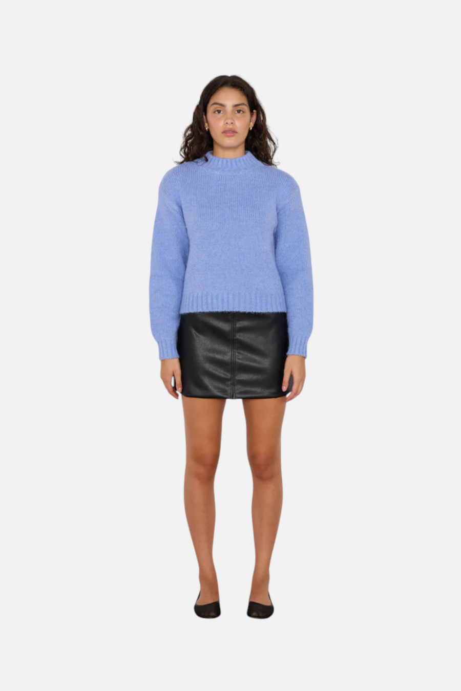 Mink Pink Women's Elise Cozy Sweater in Blue – back view