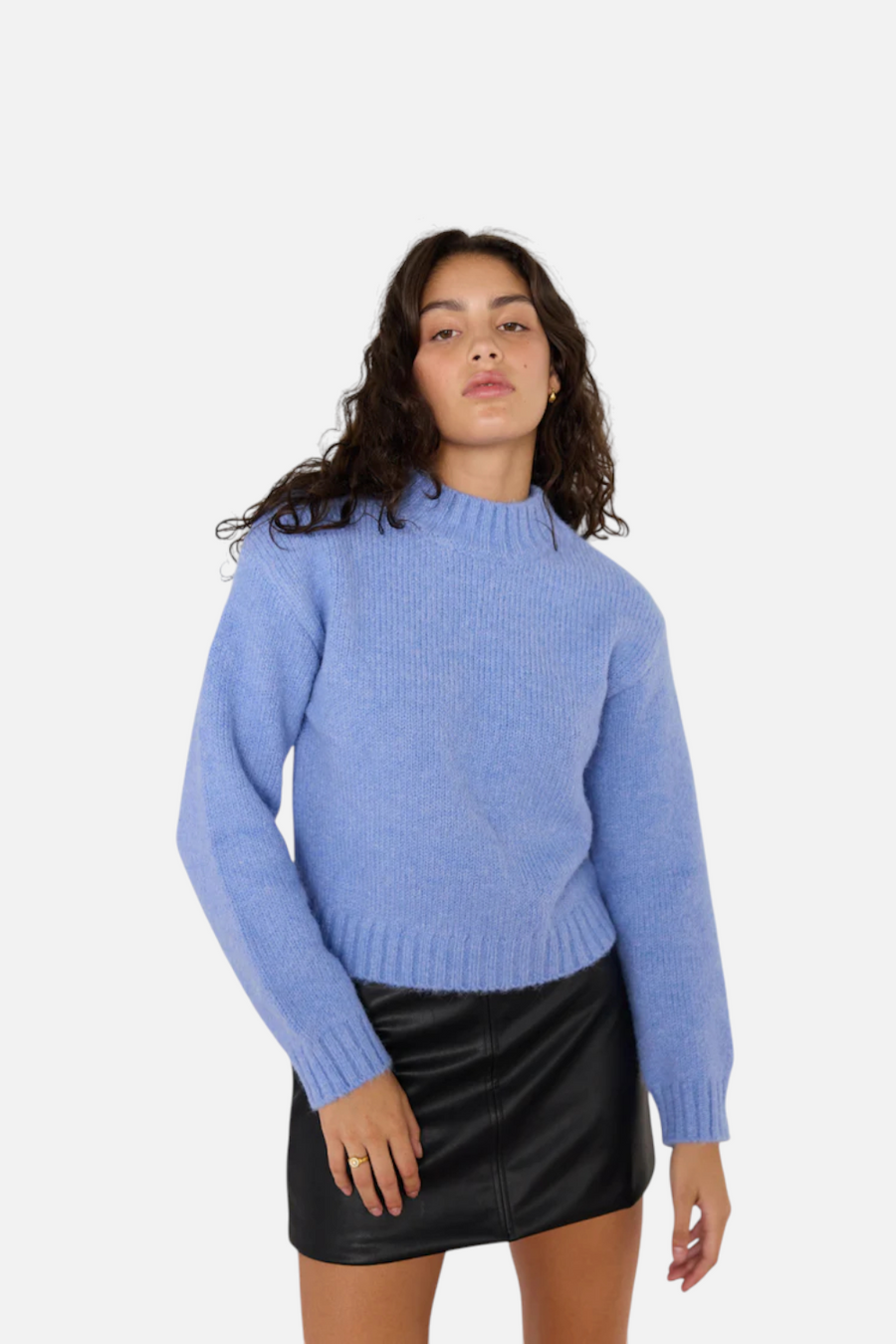 Mink Pink Women's Elise Cozy Sweater in Blue – front view