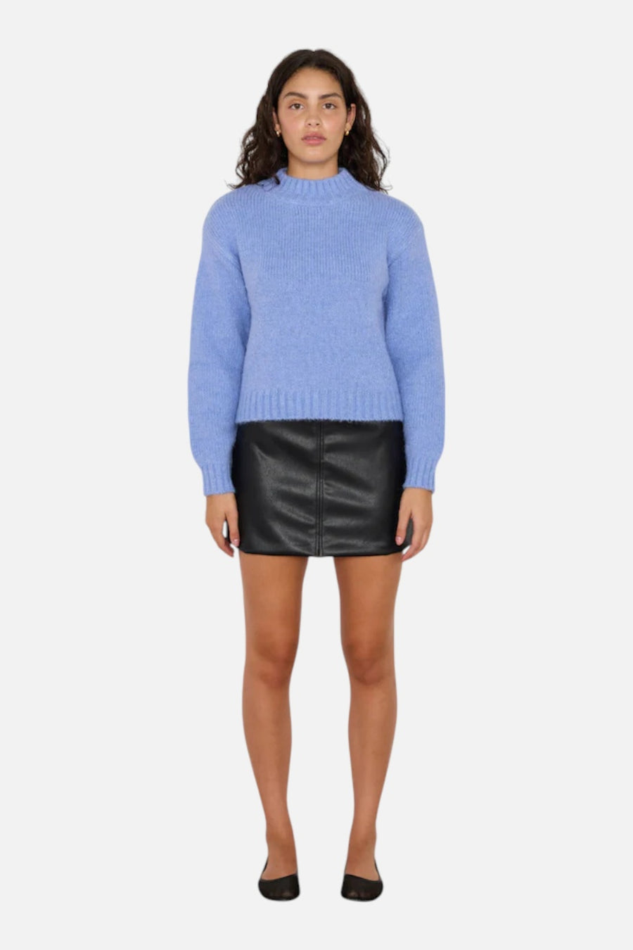 Mink Pink Women's Elise Cozy Sweater in Blue – on model