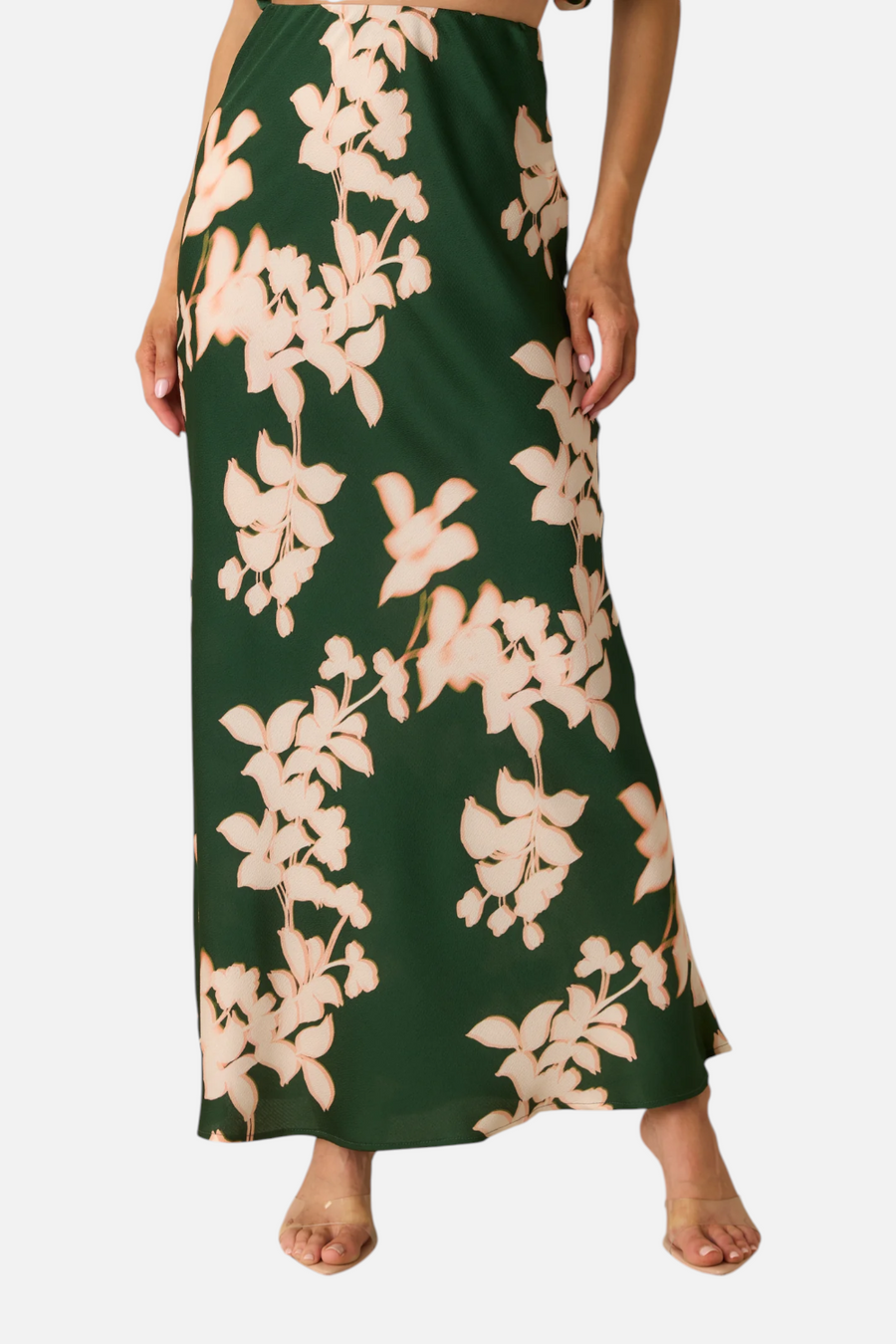 Minkpik Vilma Green Floral Maxi Skirt – back view