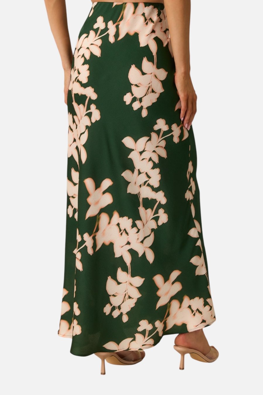 Minkpik Vilma Green Floral Maxi Skirt – side view