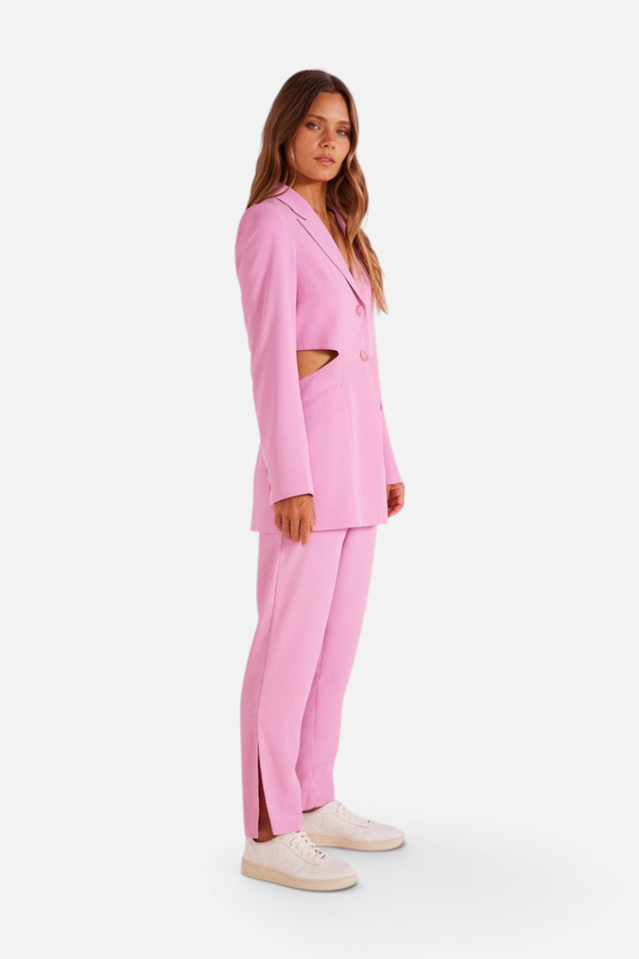 Minkpink Allie Split Hem Pants in Pink – detail