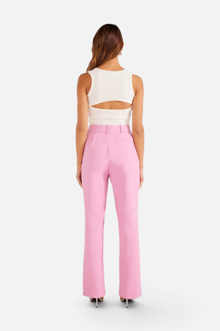 Minkpink Allie Split Hem Pants in Pink – flat lay