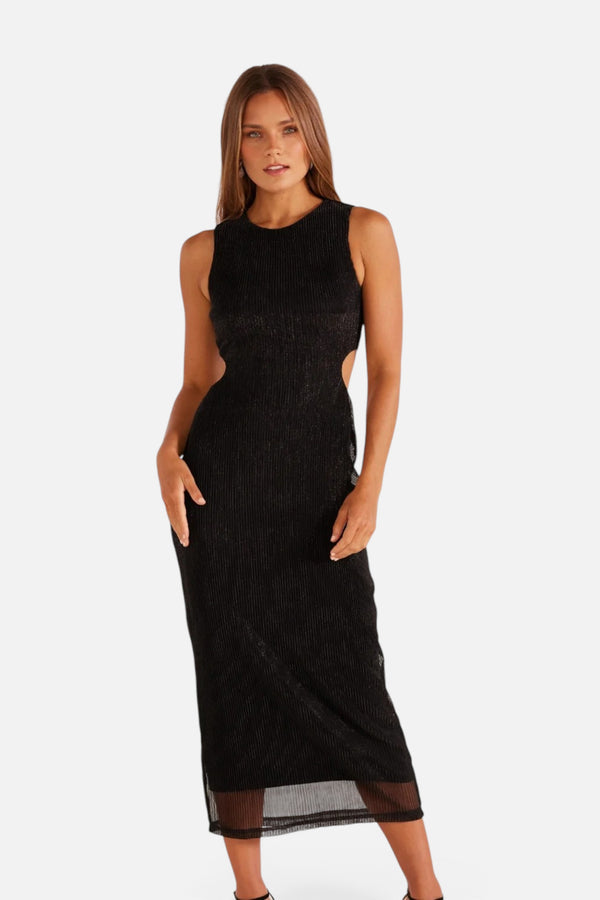 Minkpink Astrid Cutout Midi Dress in Black