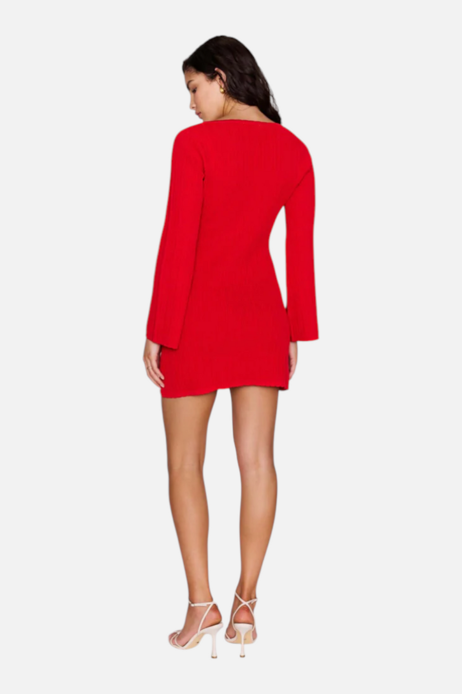 Minkpink Bellini Red Ribbed Knit Mini Dress – side view