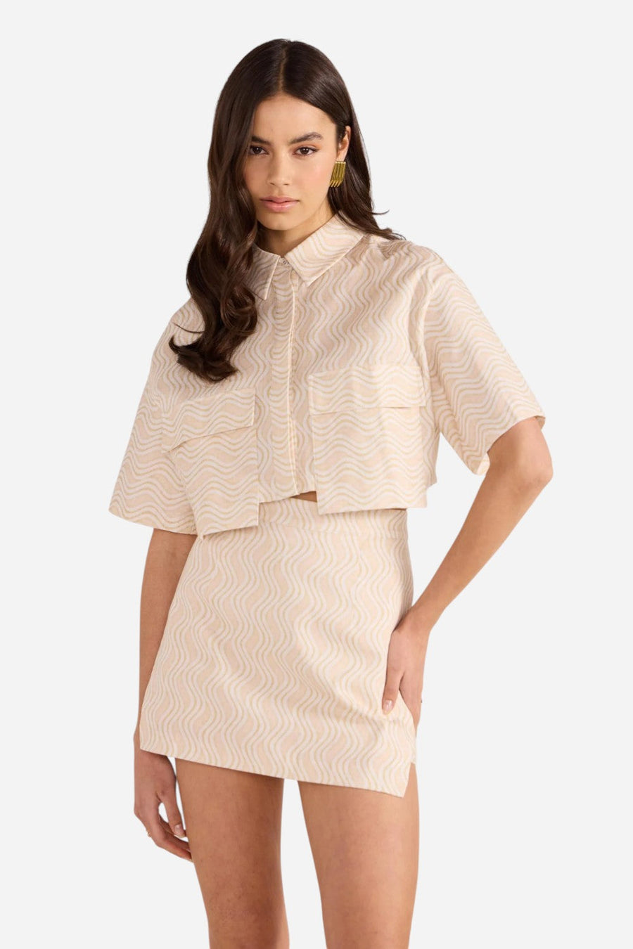MINKPINK Bonnie Pocket Crop Shirt – front view