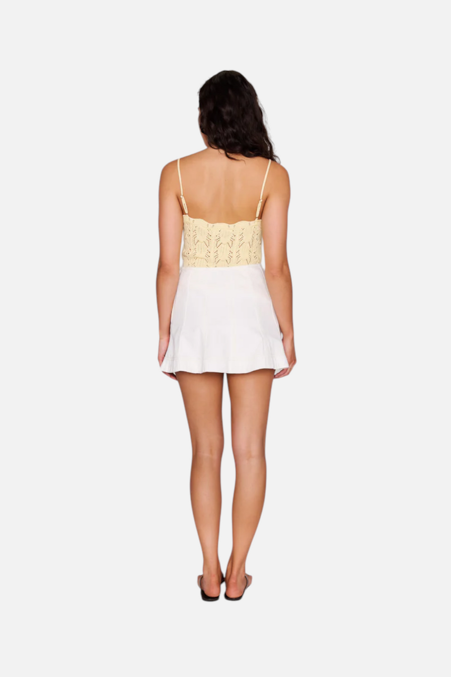 MINKPINK Cove Denim Mini Skirt in White – back view