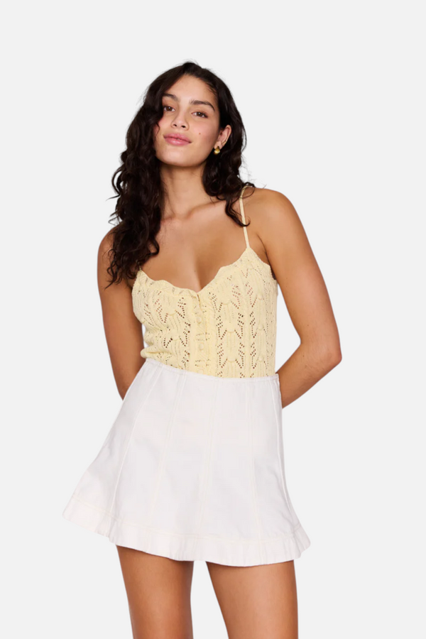 MINKPINK Cove Denim Mini Skirt in White