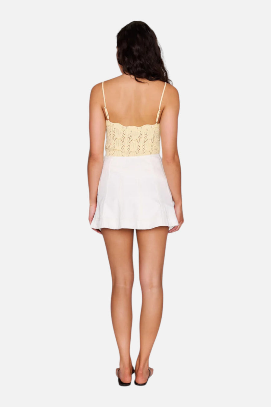 MINKPINK Cove Denim Mini Skirt in White – side view
