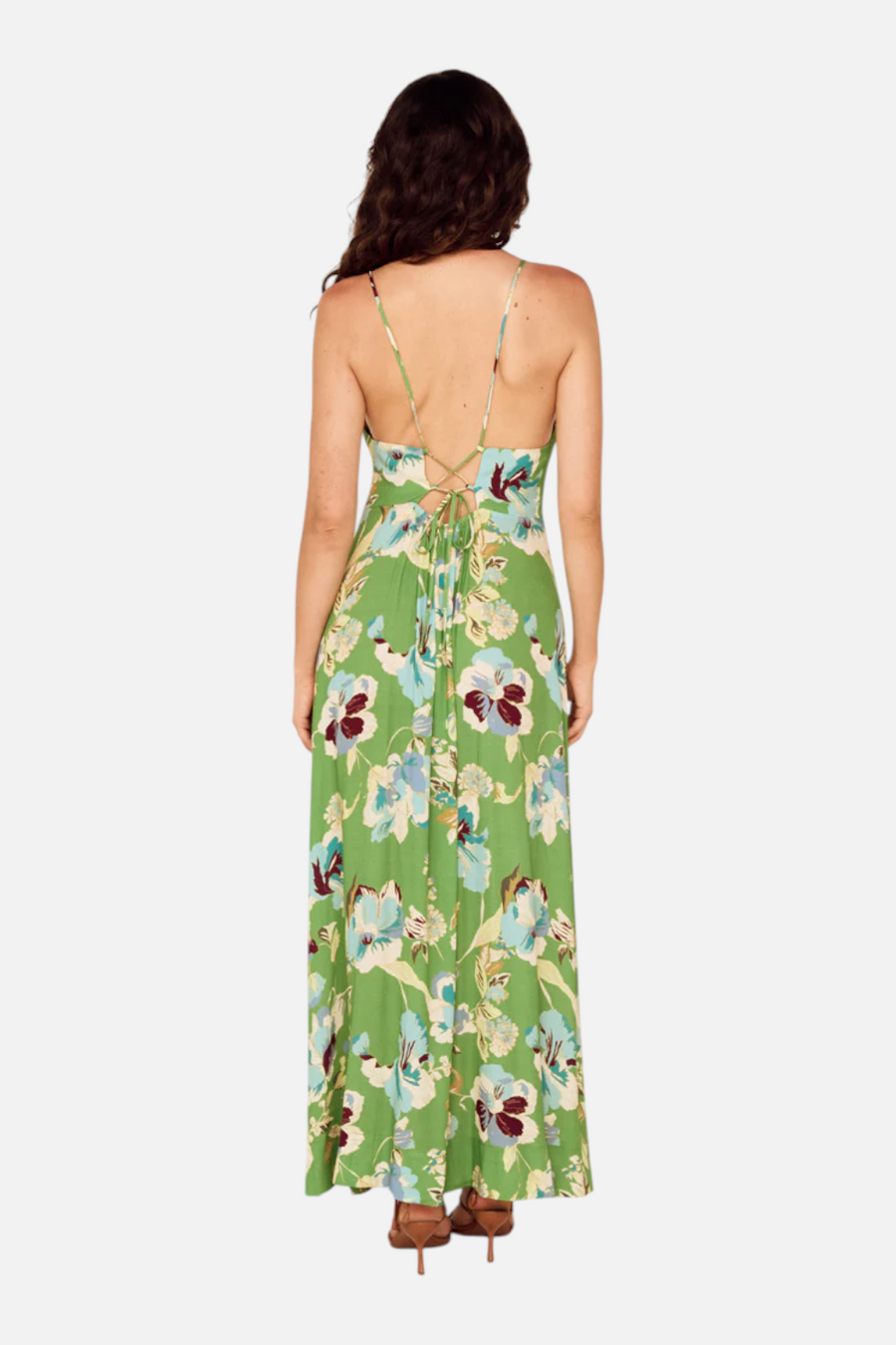MINKPINK Cyprus Back Detail Maxi Dress in Green Floral – detail