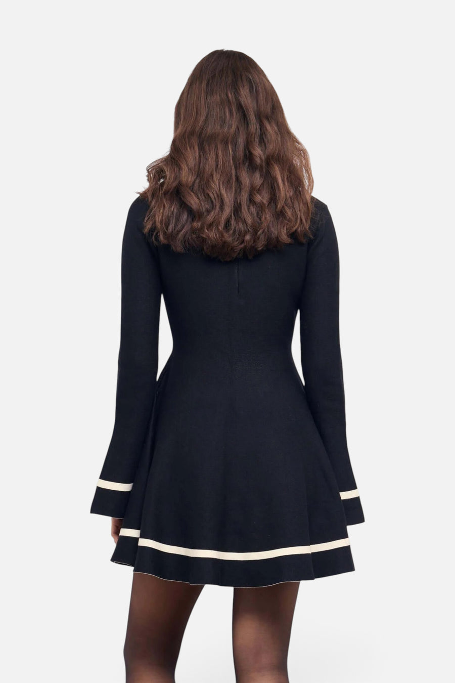 Minkpink Emilie Peplum Knit Mini Dress in Black – back view