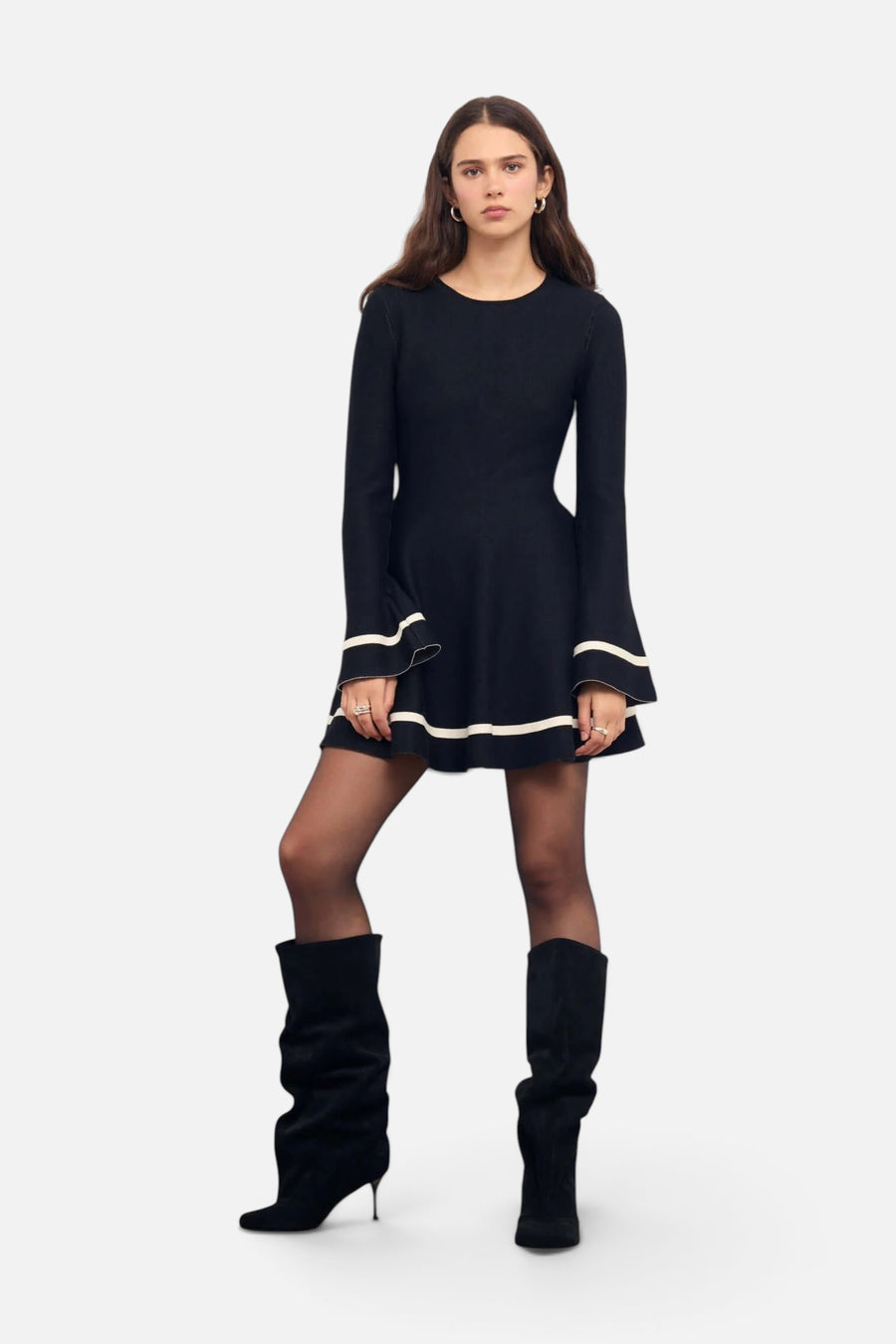 Minkpink Emilie Peplum Knit Mini Dress in Black – side view