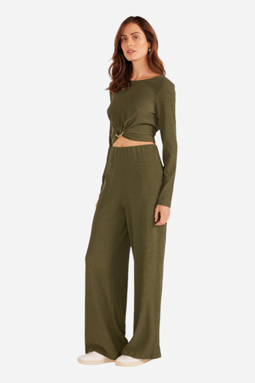 MINKPINK Emmerson Wide Leg Pant Forest – back view