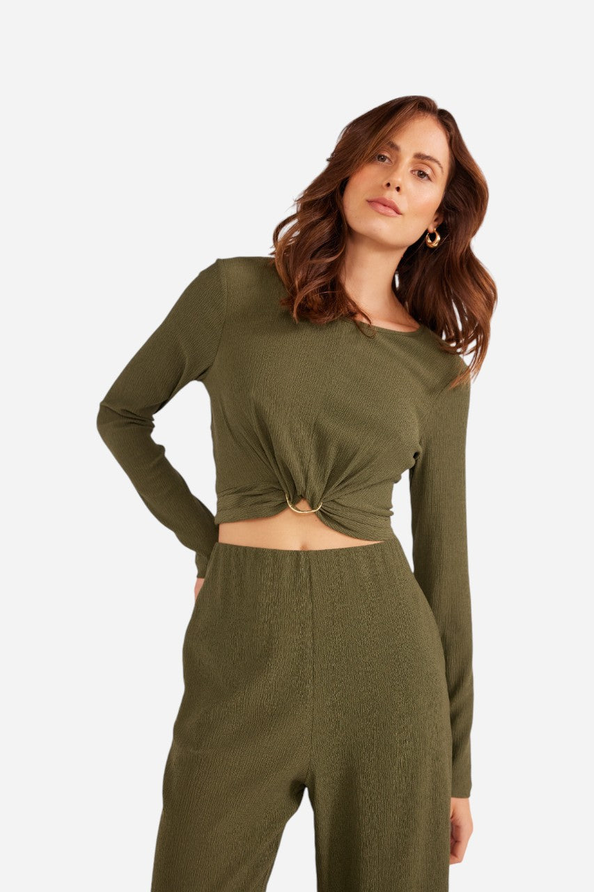 MINKPINK Emmerson Wide Leg Pant Forest – detail
