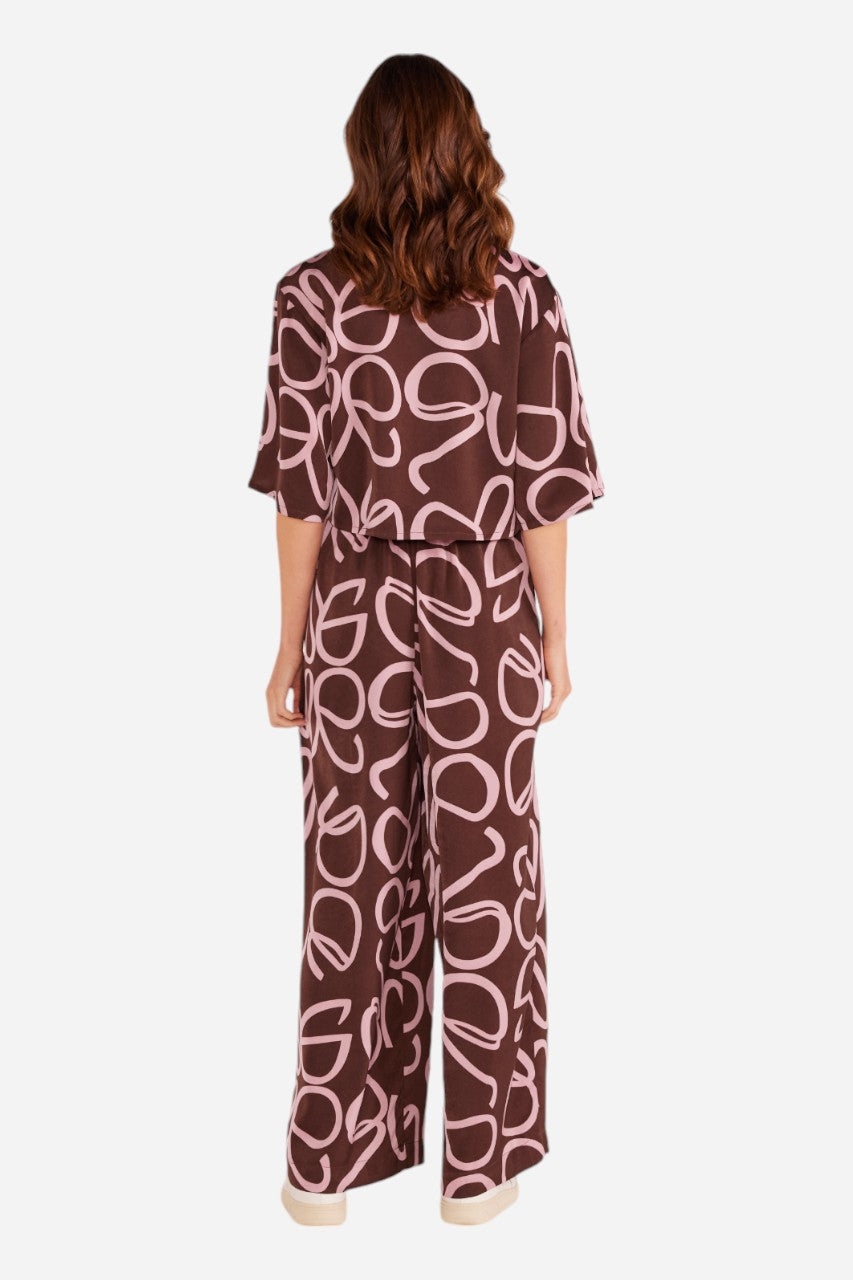 MINKPINK Emmy Wide Leg Pant Brown/Pink – side view