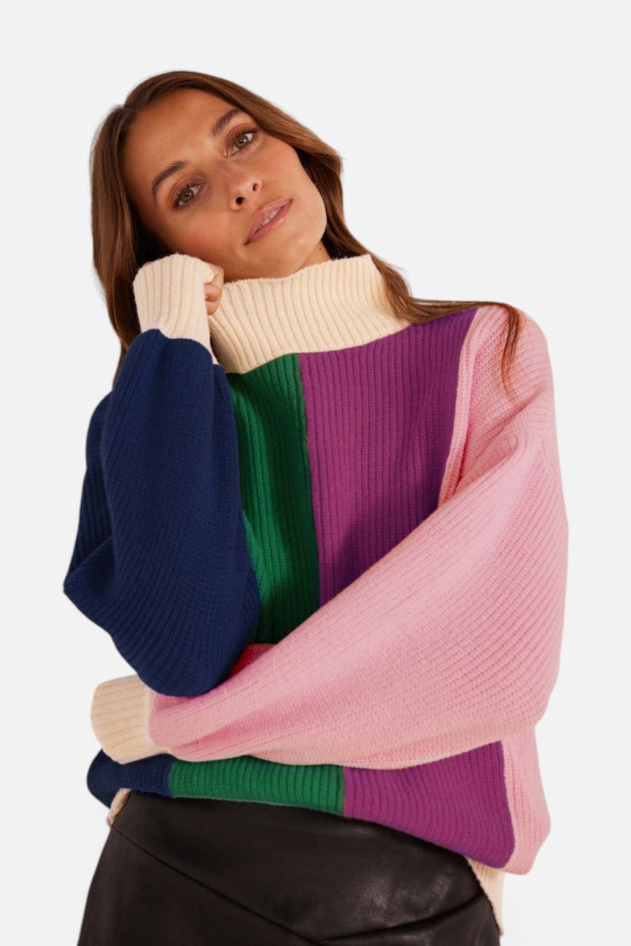 Minkpink Kelsey Colorblock Knit Jumper – flat lay