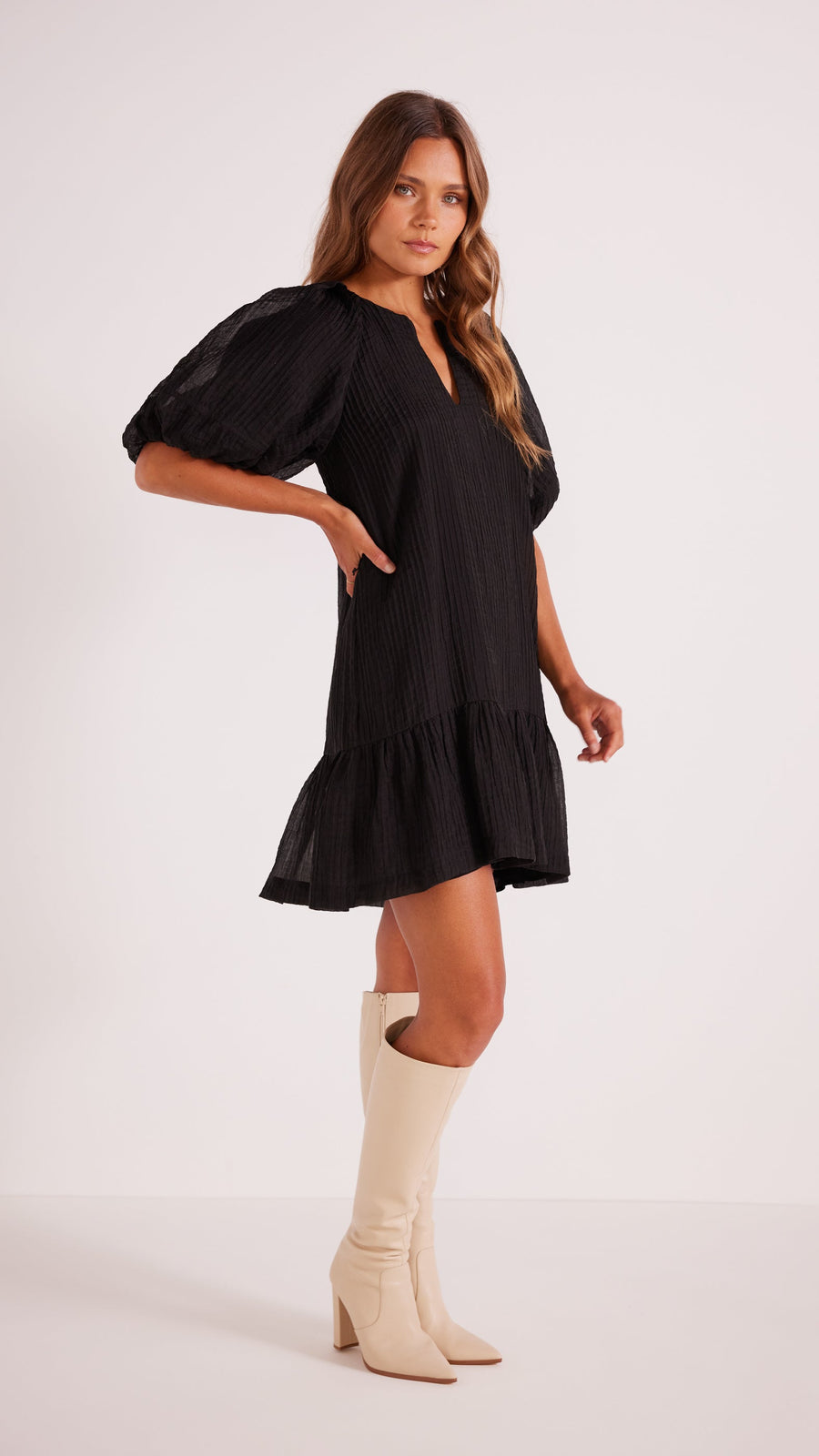 Minkpink Raven Mini Dress in Black – detail
