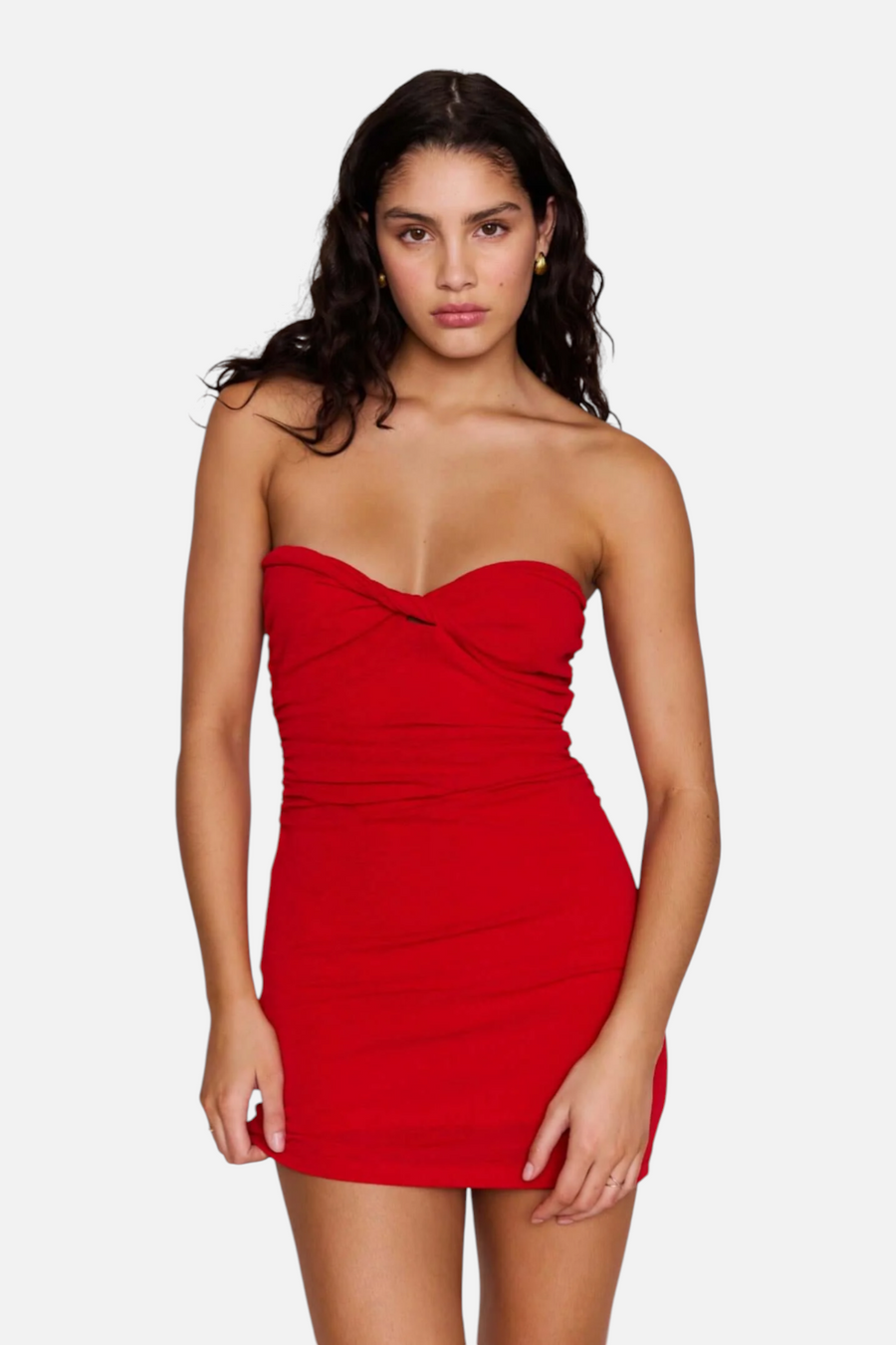 Minkpink Rosa Red Strapless Twist Mini Dress – back view