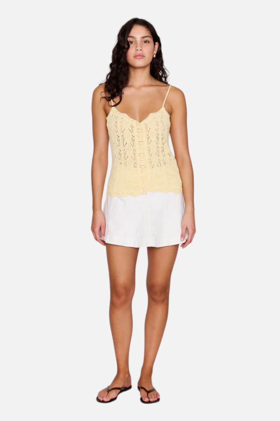 MINKPINK Sienna Pointelle Knit Cami in Butter – back view