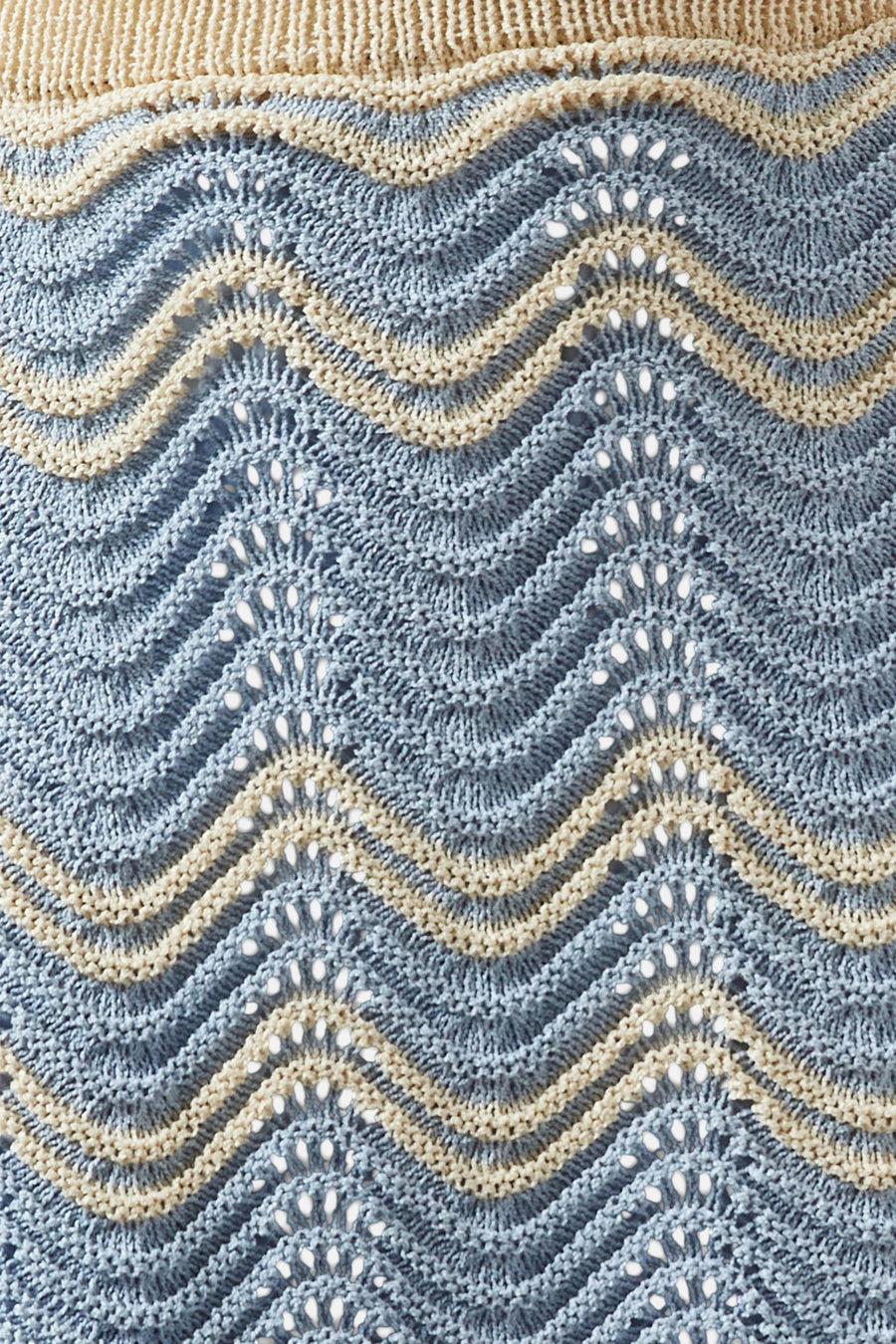 MinkPink Solange Knit Mini Skirt in Sky Blue – detail