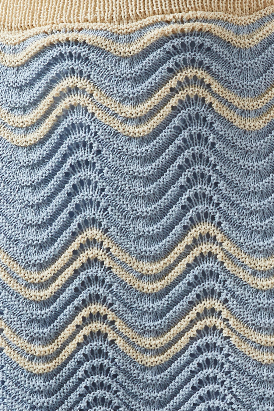 MinkPink Solange Knit Mini Skirt in Sky Blue – detail