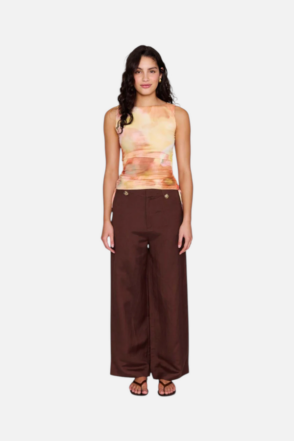 Minkpink Women's Aria Drawstring Mesh Top in Watercolor