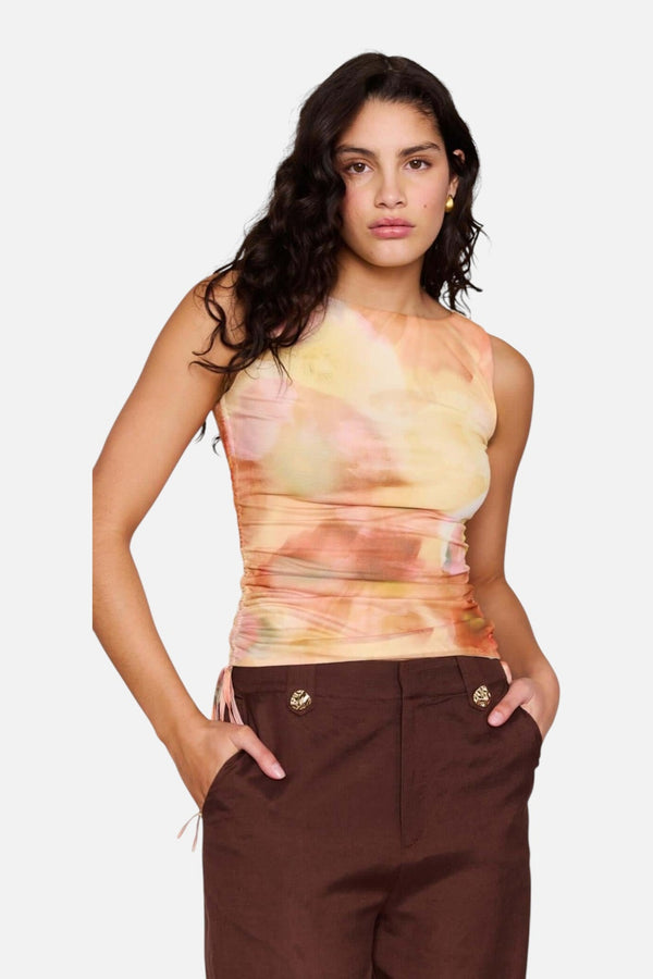 MINKPINK Women's Aria Drawstring Mesh Top in Watercolor