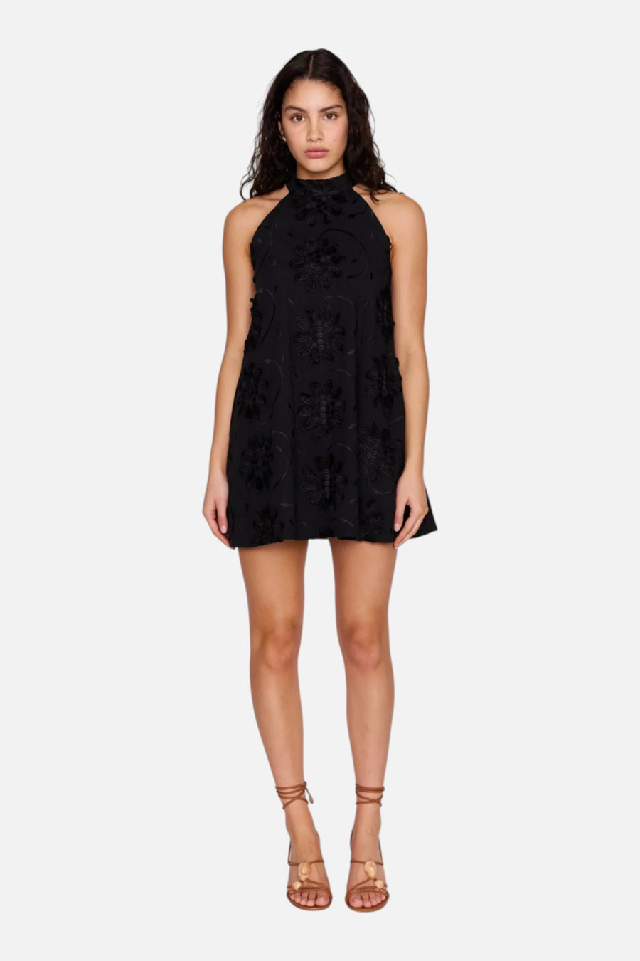 Minkpink Women's Roma High Neck Mini Dress in Black – side view