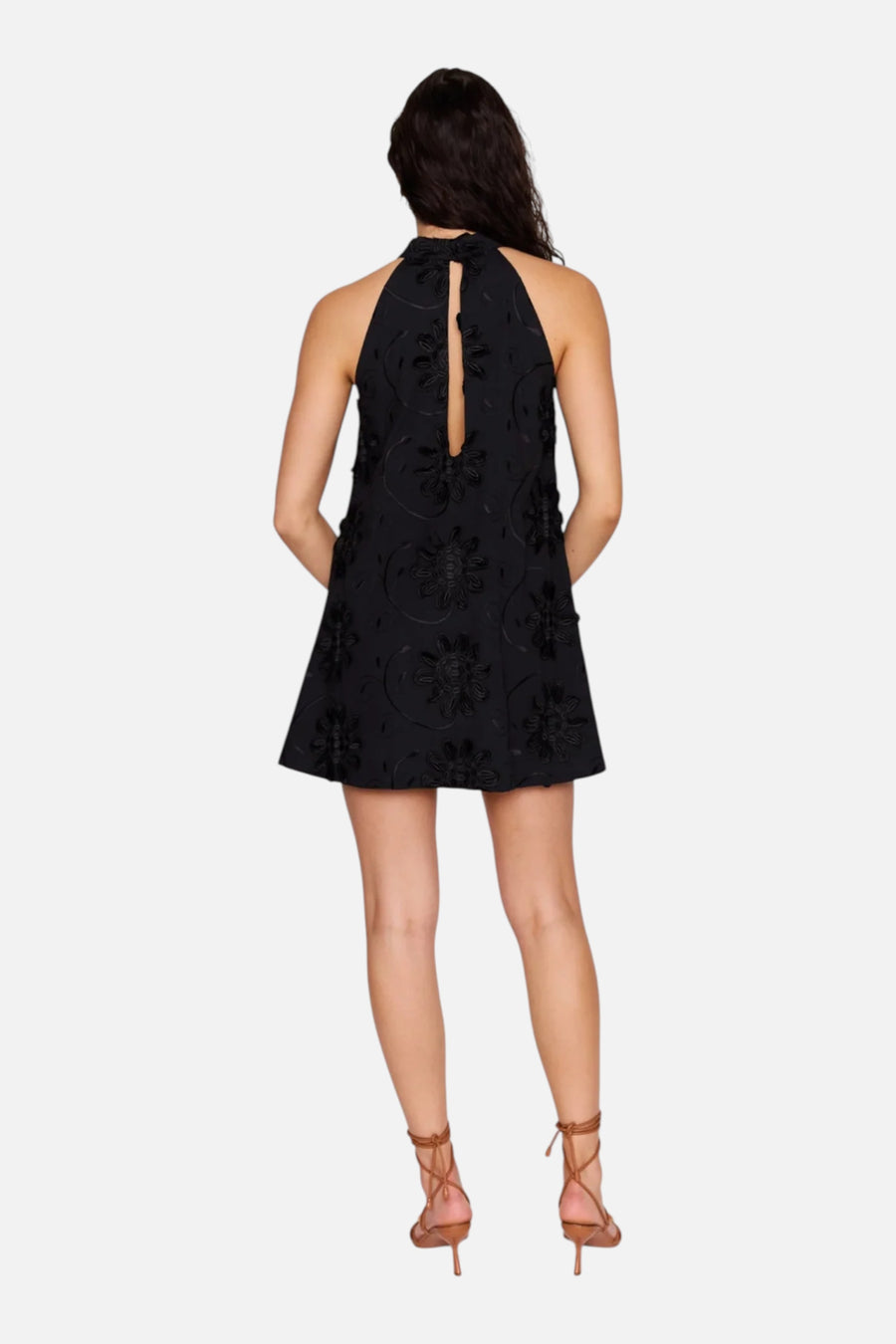 Minkpink Women's Roma High Neck Mini Dress in Black – side view