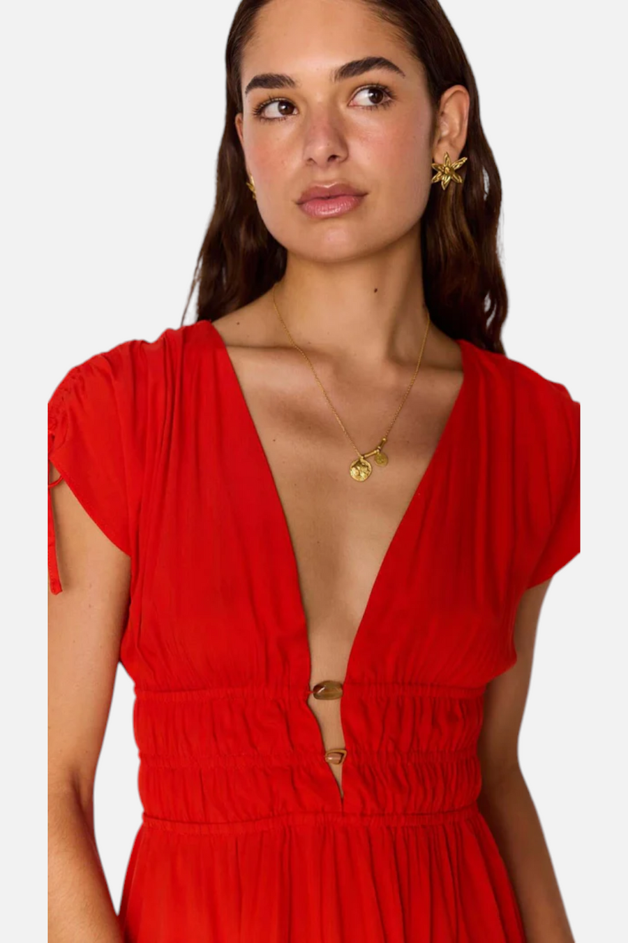 Minkpink Women's Scarlett V-Neck Midi Dress – back view