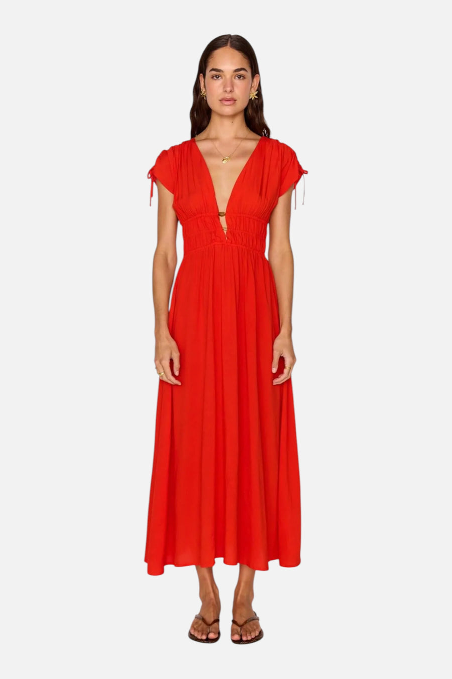 Minkpink Women's Scarlett V-Neck Midi Dress – side view
