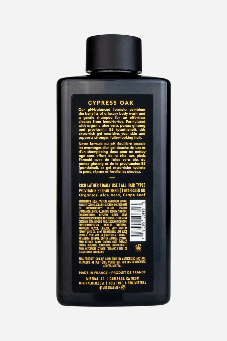Mistral Cypress Oak Body Wash – back view