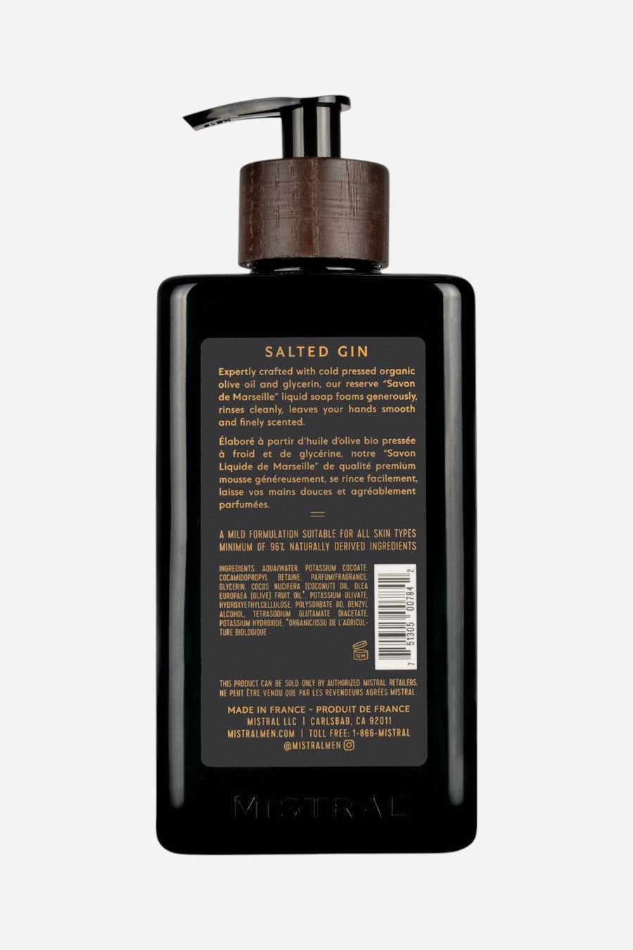 Mistral Salted Gin Hand Soap – back view