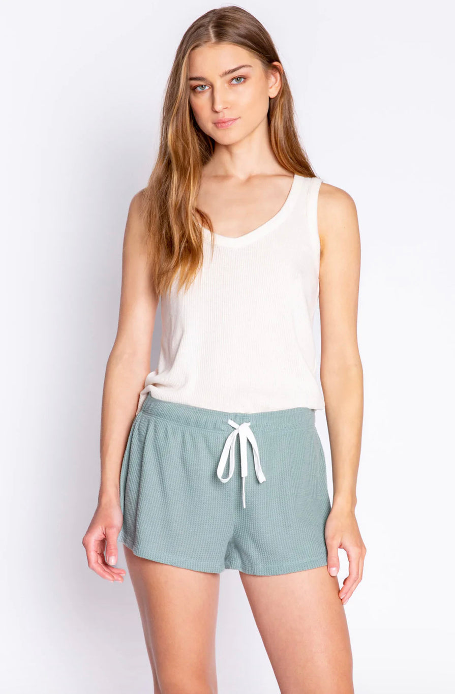 Mixing It Up Short in Sage – back view