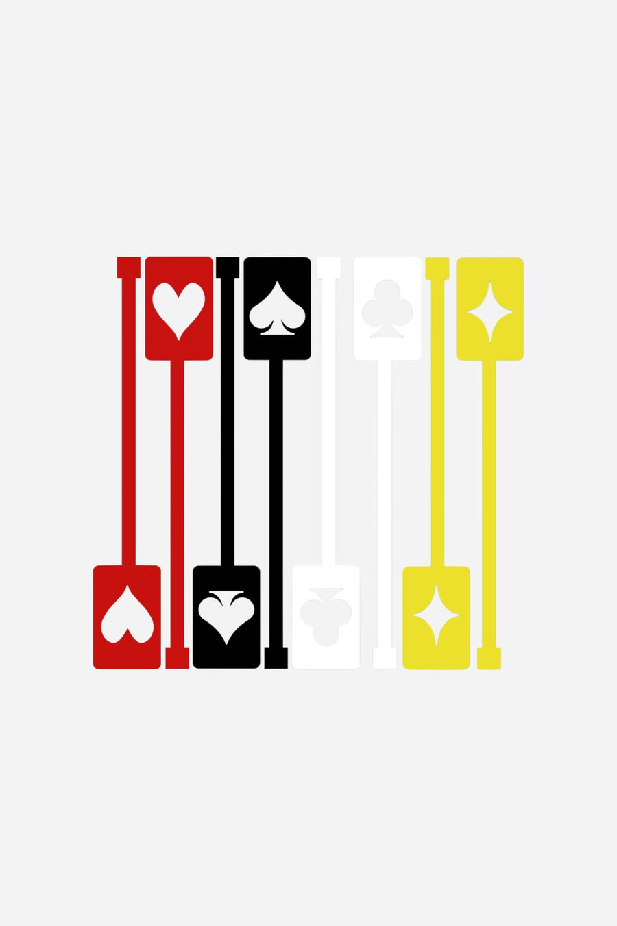 Mod Lounge Deck of Cards Retro Suits Acrylic Swizzle Stix Drink Stirrers – front view