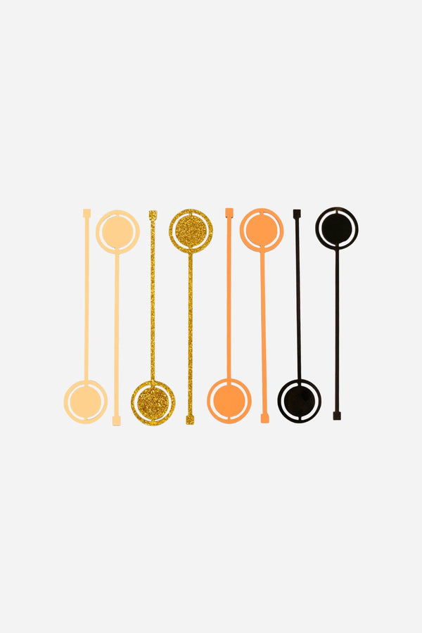 Mod Lounge Pink and Gold Round Acrylic Swizzle Stix Drink Stirrers
