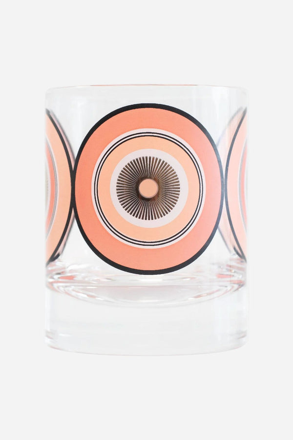 Mod Lounge Pink Circles Mid Century Whiskey Rocks Vintage Cocktail Glass