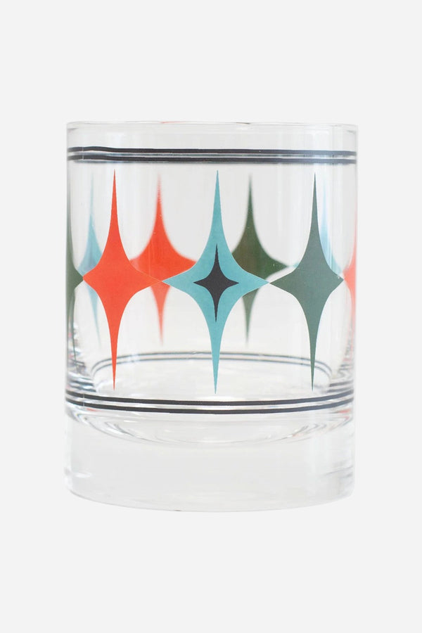 Mod Lounge Starlight Diamond Mid Century Vintage Whiskey Rocks Cocktail Glass