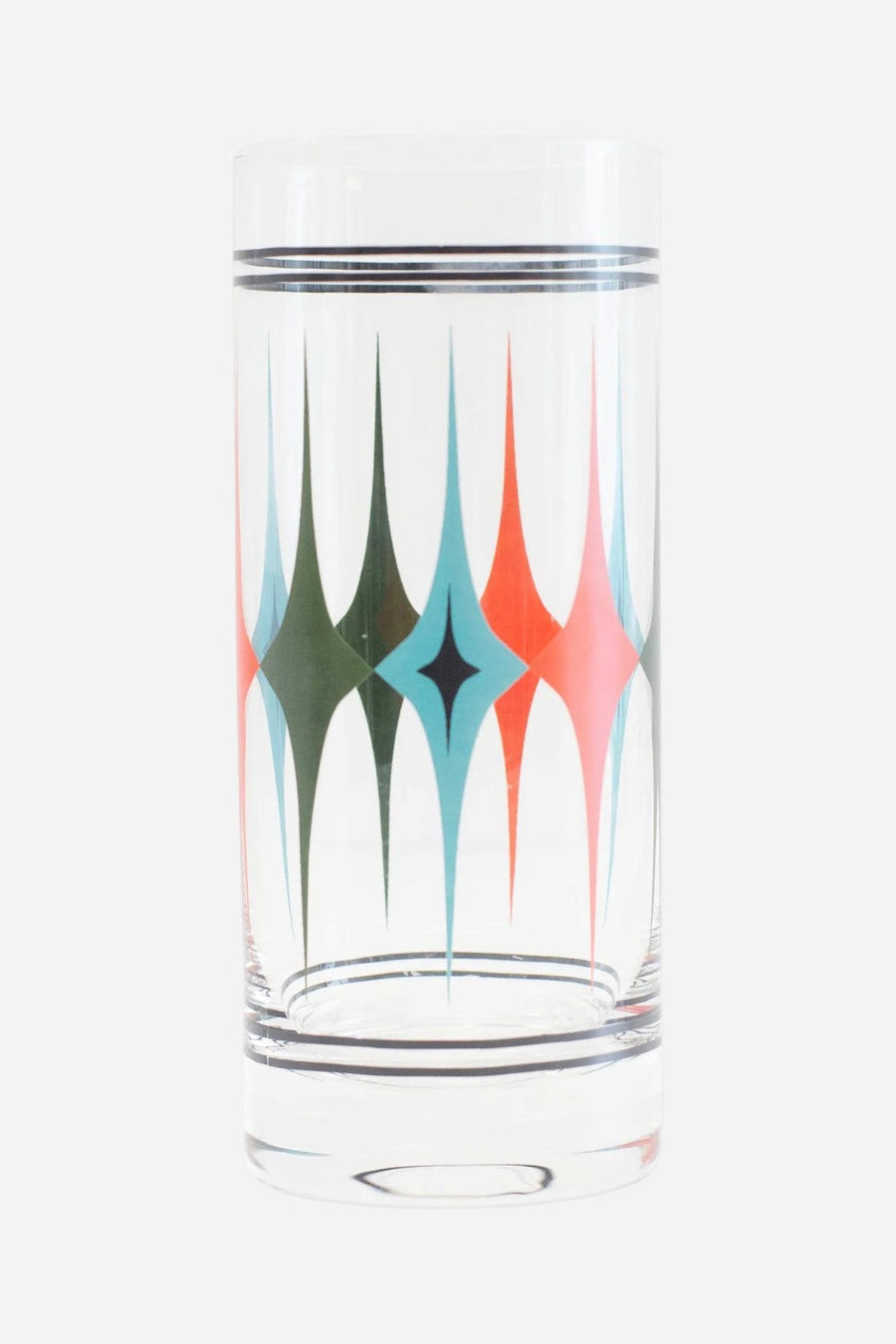Mod Lounge Starlight Diamond Rows Vintage Highball Tall Cocktail Glass – front view