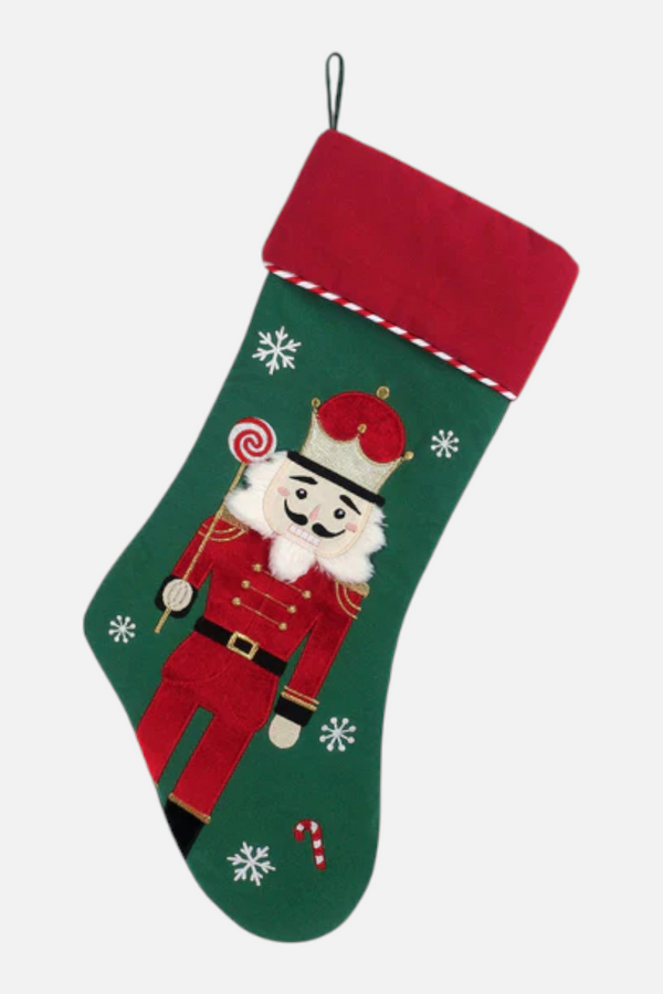 Mon Ami Merry Nutcracker Stocking in Red and Green