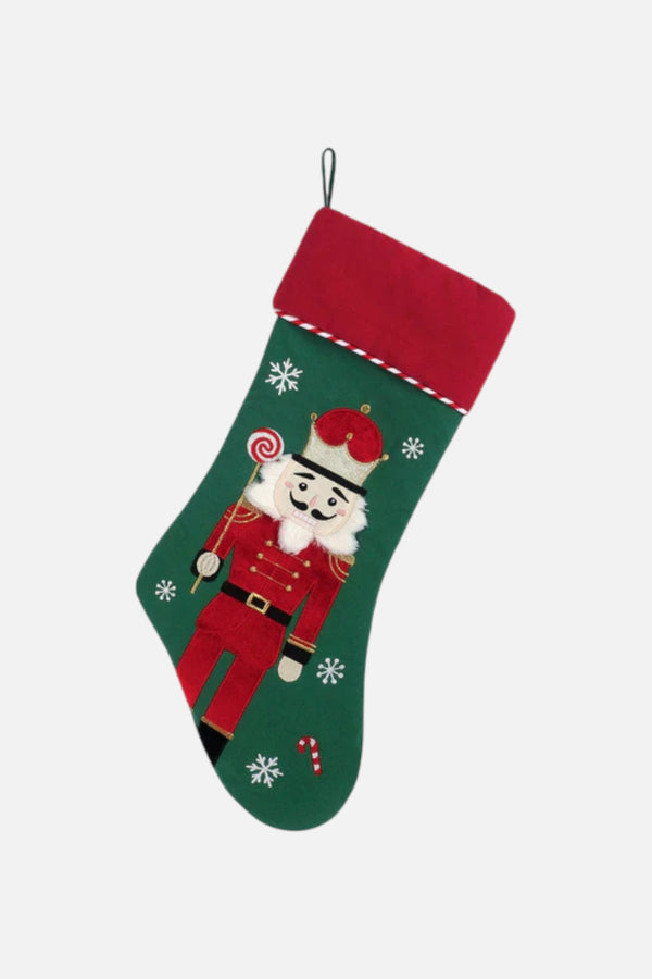 Mon Ami Merry Nutcracker Stocking in Red and Green