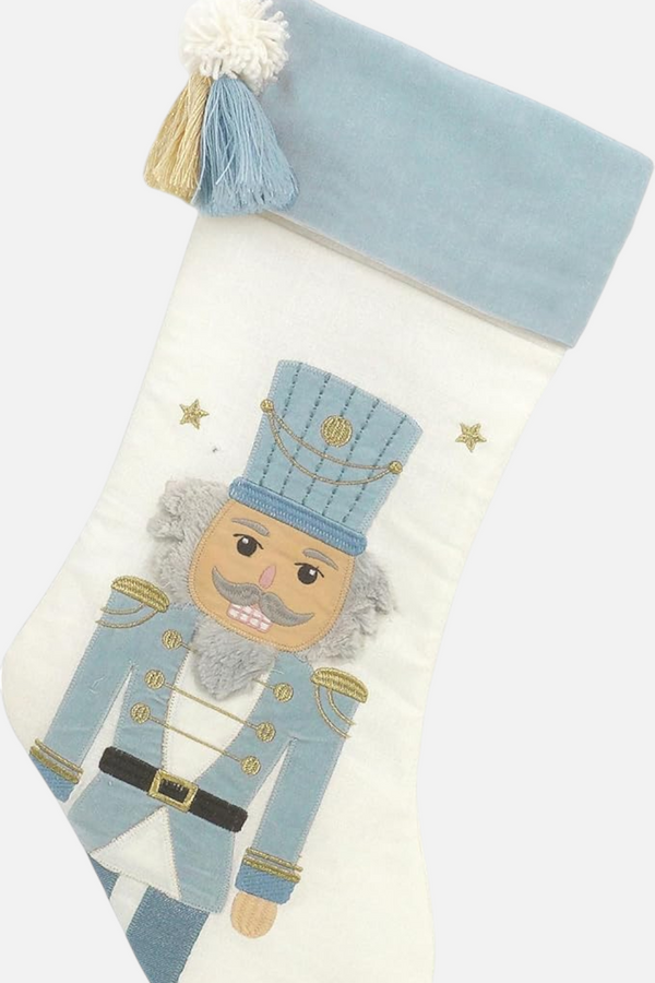 Mon Ami Tassled Nutcracker Stocking in Blue