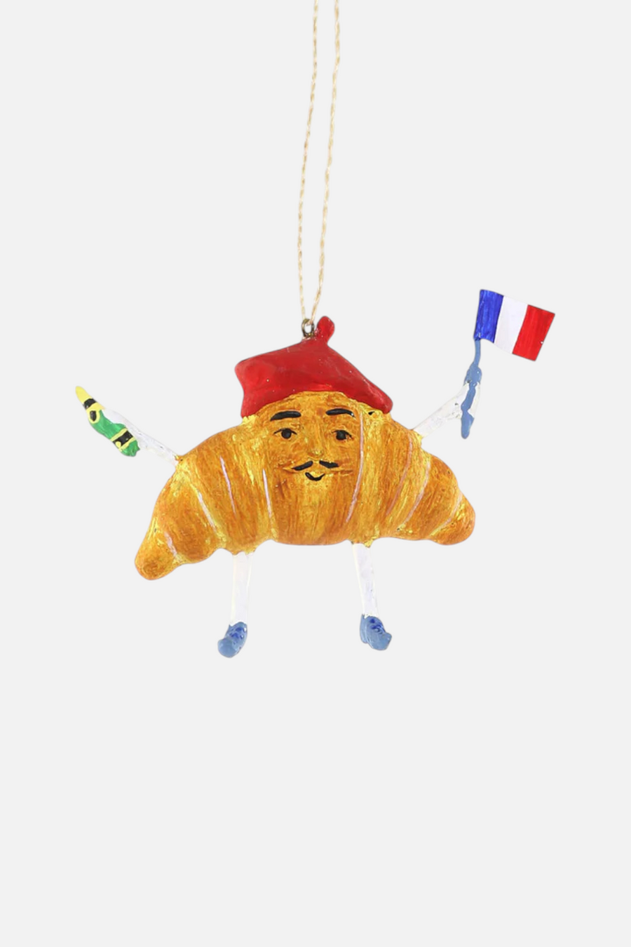 Monsieur Croissant Ornament – front view