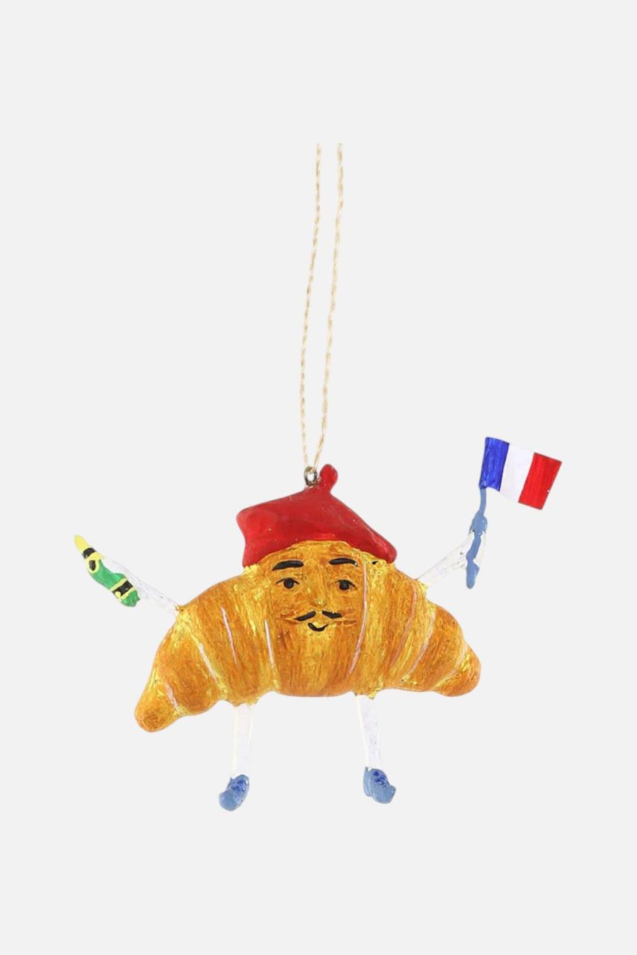 Monsieur Croissant Ornament – front view