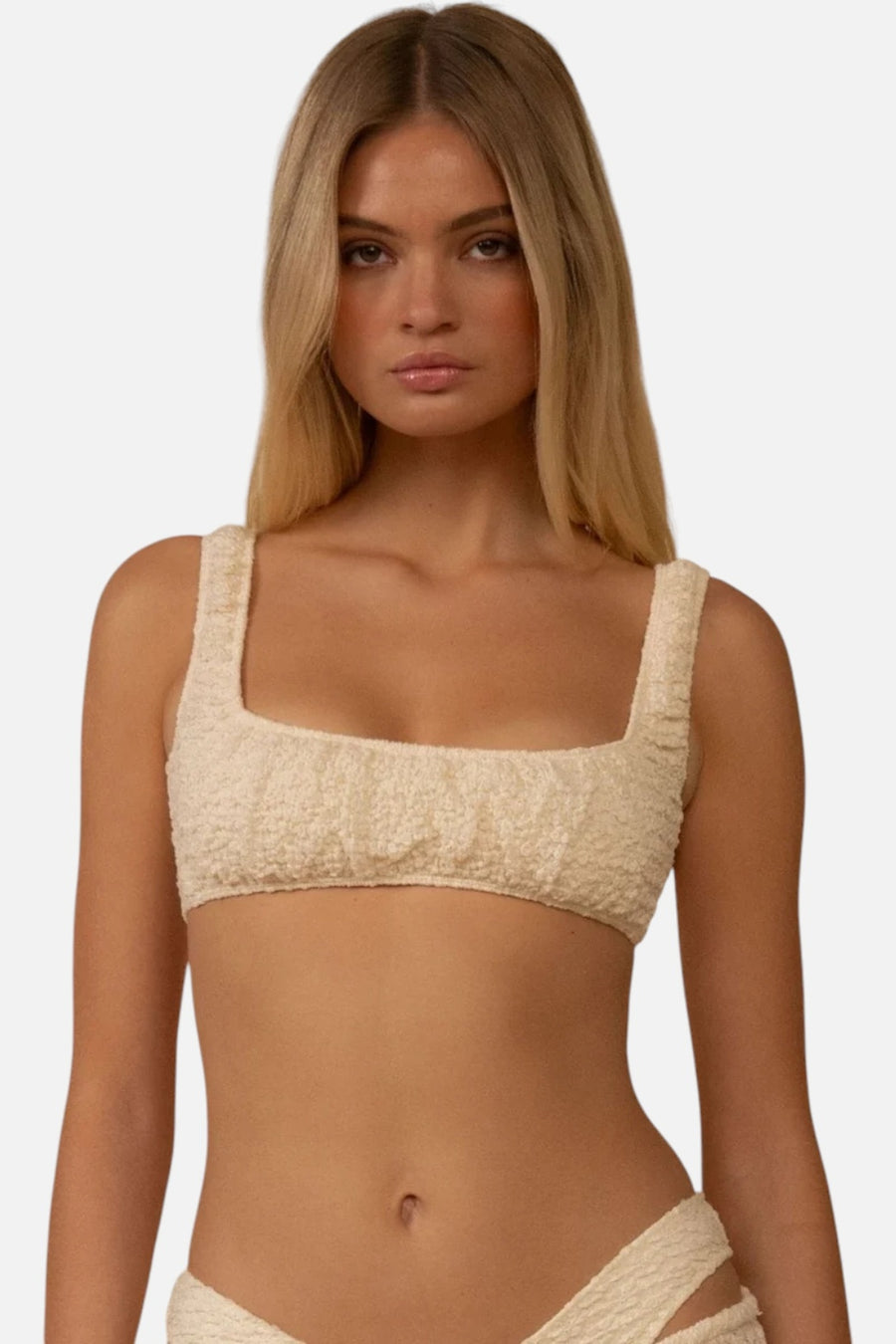 Montce Amalia Textured Zoe Bikini Top – on model