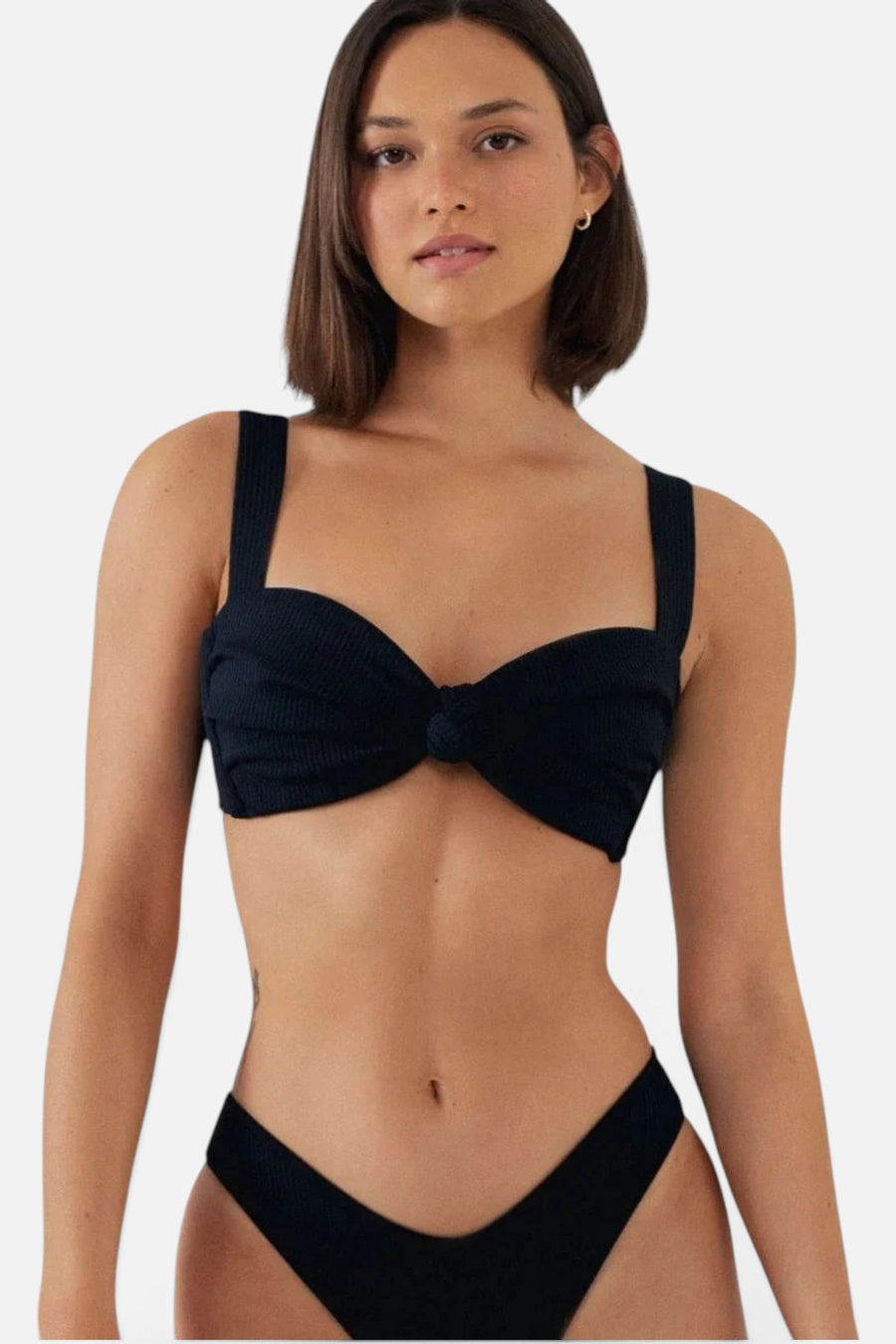 Montce Black Rib Hayden Bikini Top – front view