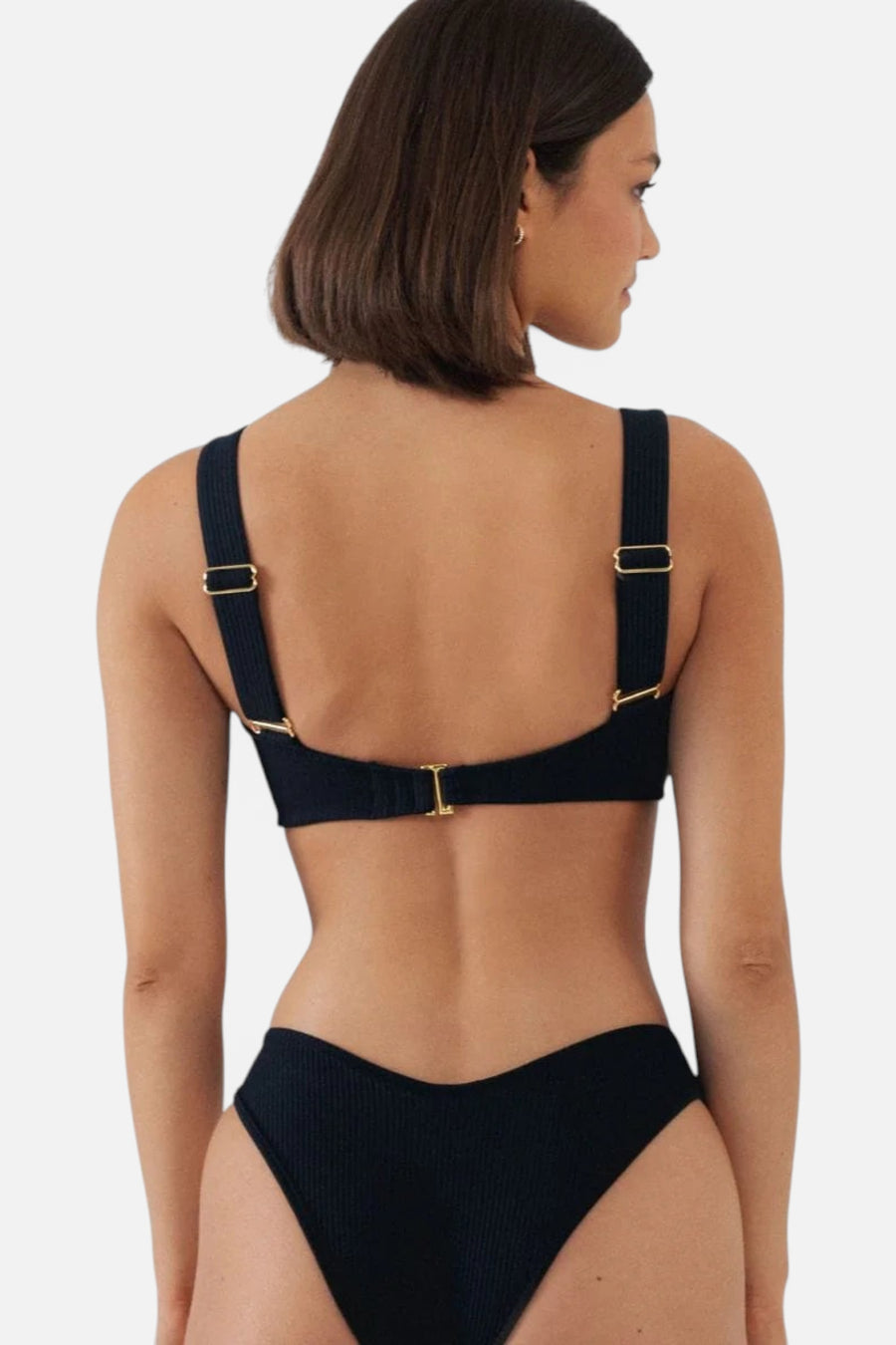Montce Black Rib Hayden Bikini Top – side view