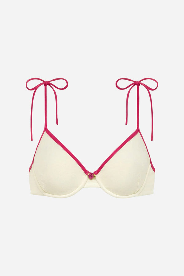 Montce Cream Raspberry Binded Dainty Bikini Top