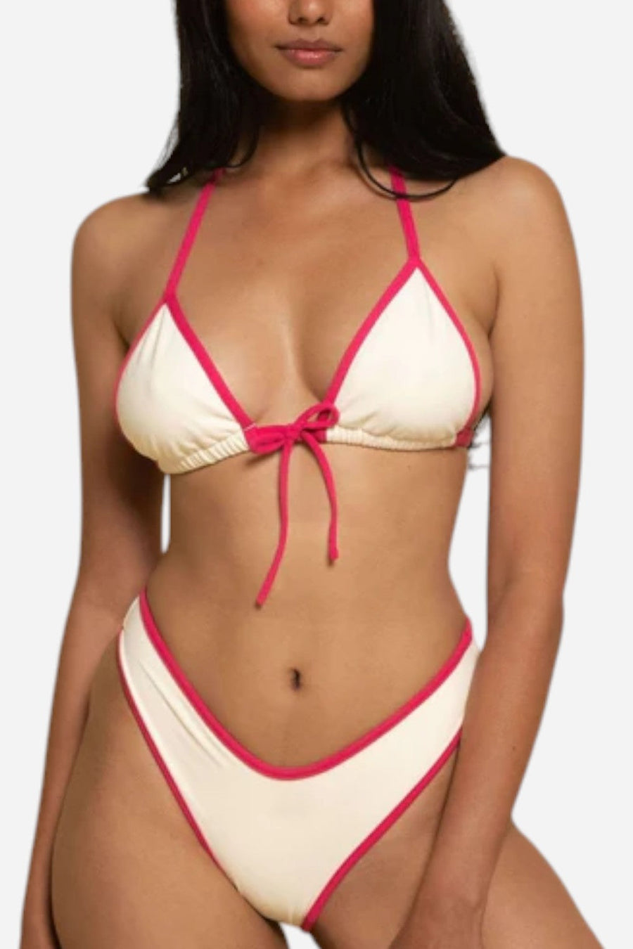 Montce Cream Raspberry Binded Lulu Bikini Bottom – back view