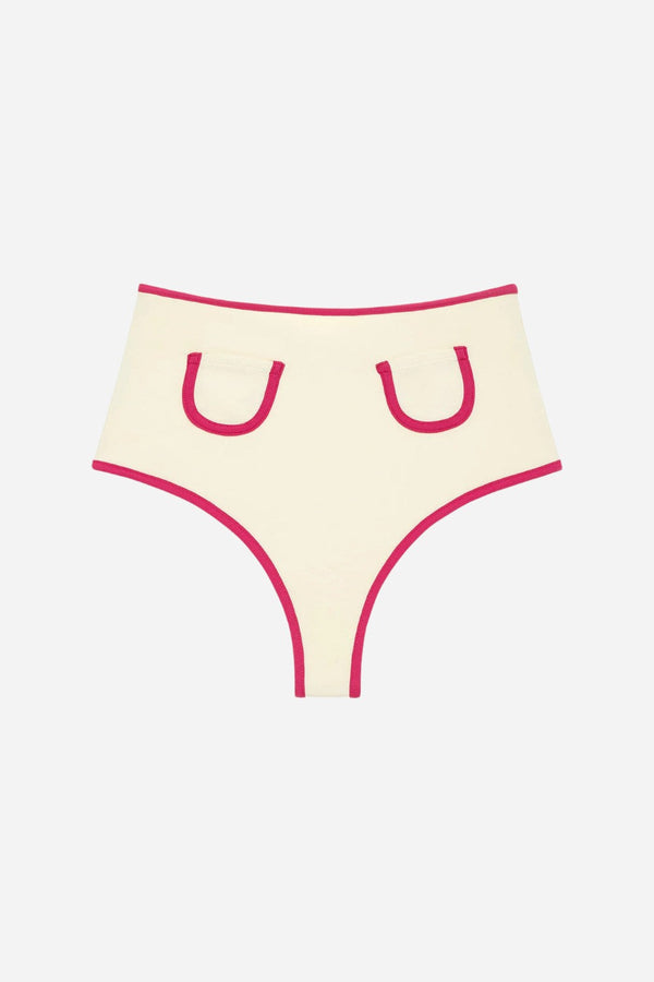 Montce Cream Raspberry Binded Polly Bikini Bottom
